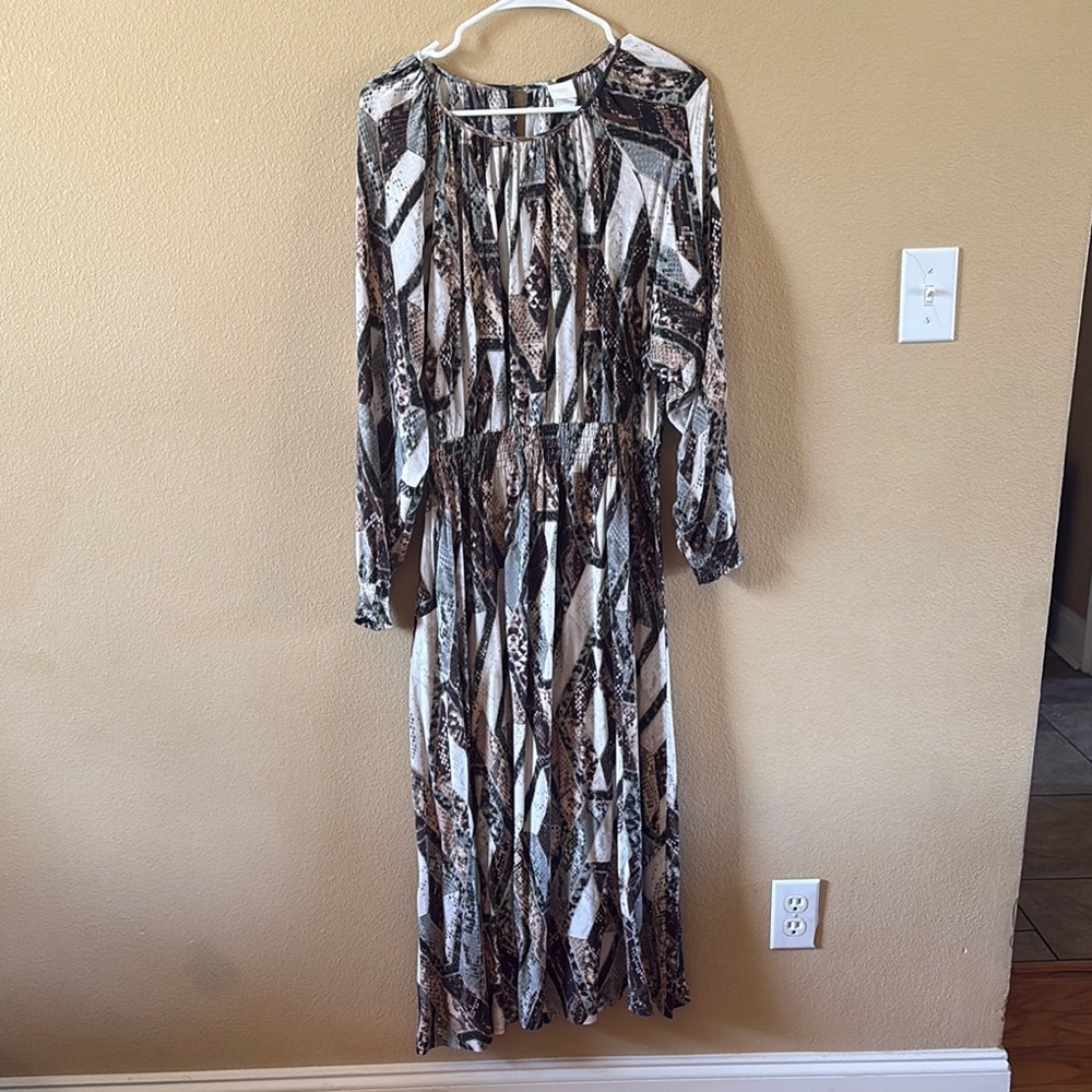 H&M Brown and Black Long Sleeve Sundress